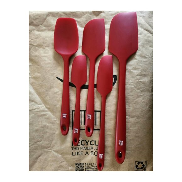 Heat-Resistant & BPA Free Red Silicone Scraper Spatulas for Nonstick Cookware